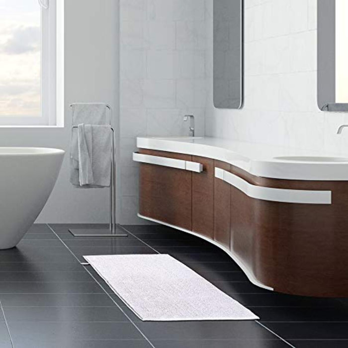 Tappeto Bagno Poppy Stone, Antiscivolo, Tessuto Morbido e Assobente.