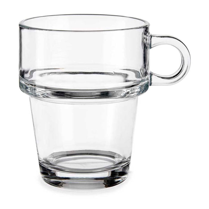 PACK 6 TAZAS VIDRIO APILABLE 270 ML CON ASA