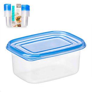 Set di 8 contenitori rettangolari. Capacità di 660ml.