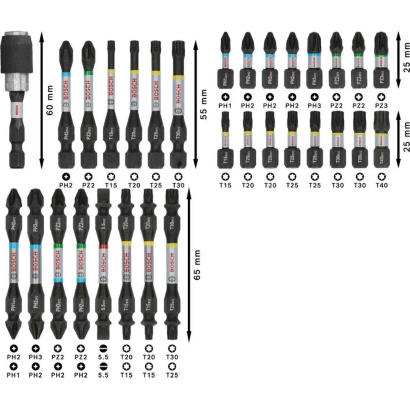 Jeu d'embouts de vissage PRO impact, 31 pcs. - BOSCH - 2608521U71