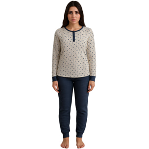 Pigiama Donna in Caldo Cotone Coconuda, Art. CNP139 Blu