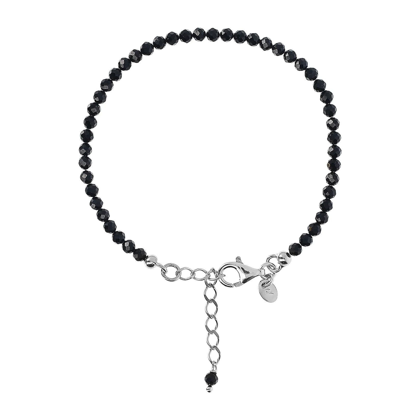 Bracciale in Argento 925 placcato Oro Giallo 18Kt con Pietre Naturali Sfaccettate in Spinello Nero