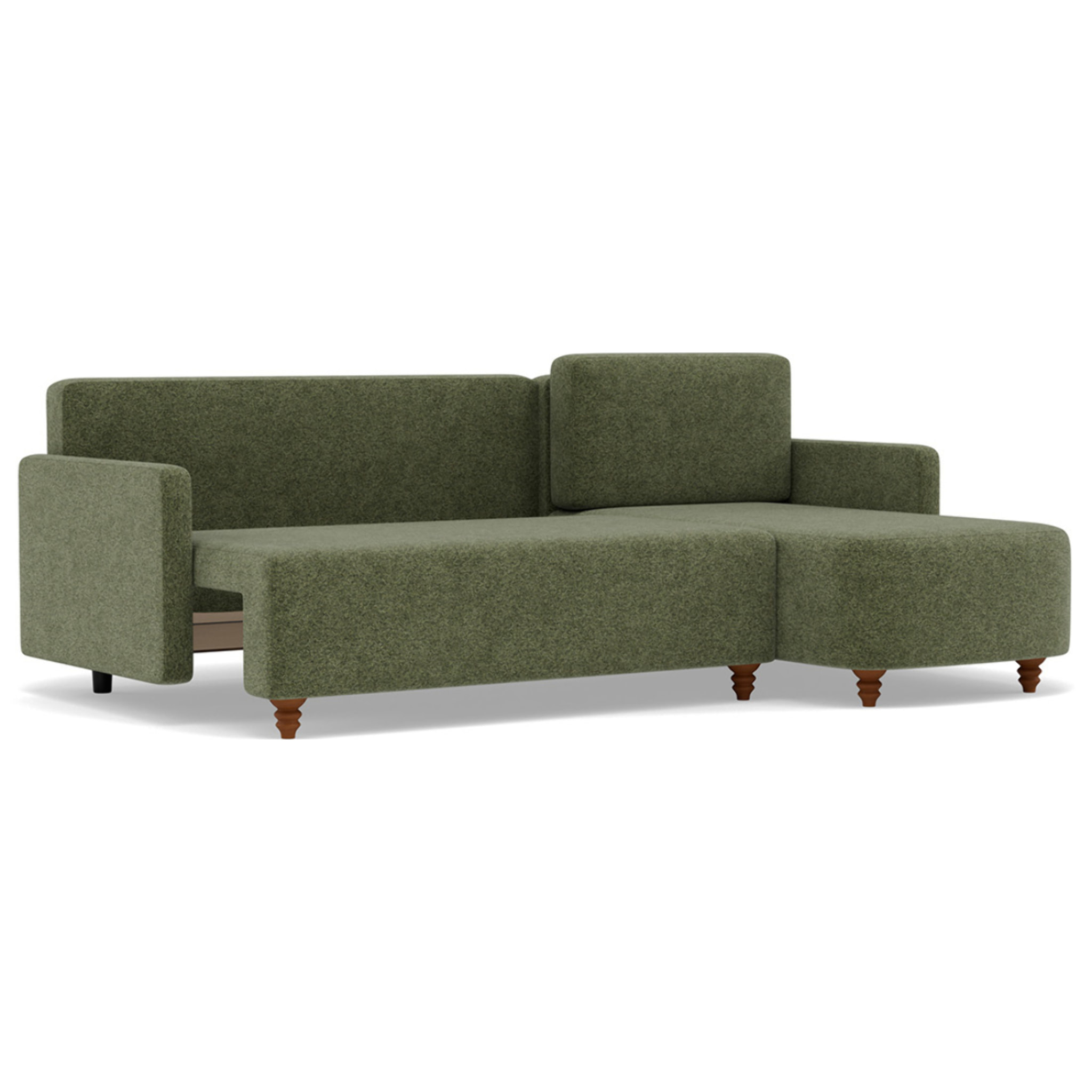 Calypso - canapé d'angle réversible 4 places convertible avec coffre en tissu - Vert