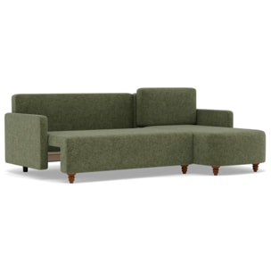 Calypso - canapé d'angle réversible 4 places convertible avec coffre en tissu - Vert