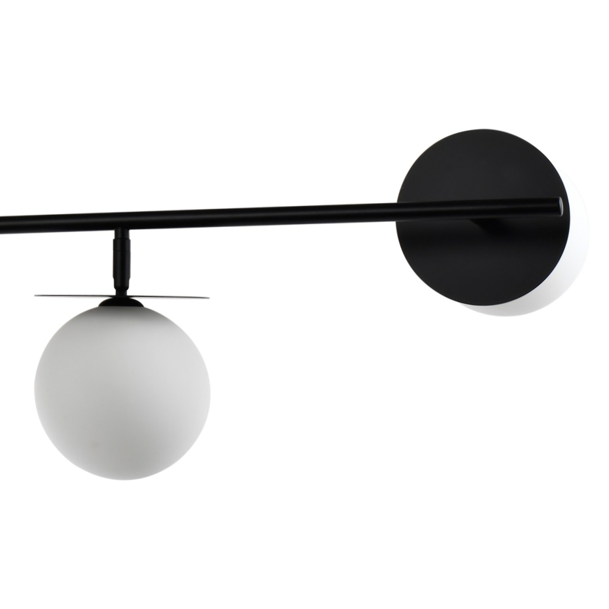Lustre Tomasucci SLEEK, verre blanc mat et acier noir mat, 4 lumières, 106 × 45 × 123 cm