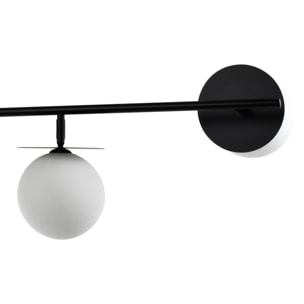 Lustre Tomasucci SLEEK, verre blanc mat et acier noir mat, 4 lumières, 106 × 45 × 123 cm