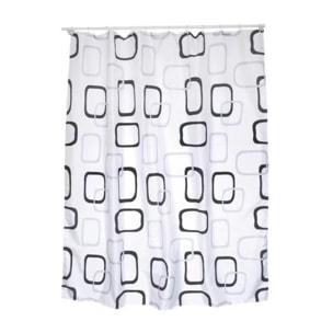 Rideau de douche Polyester 180x200cm Motifs Gris & Blanc - Anneaux inclus MSV
