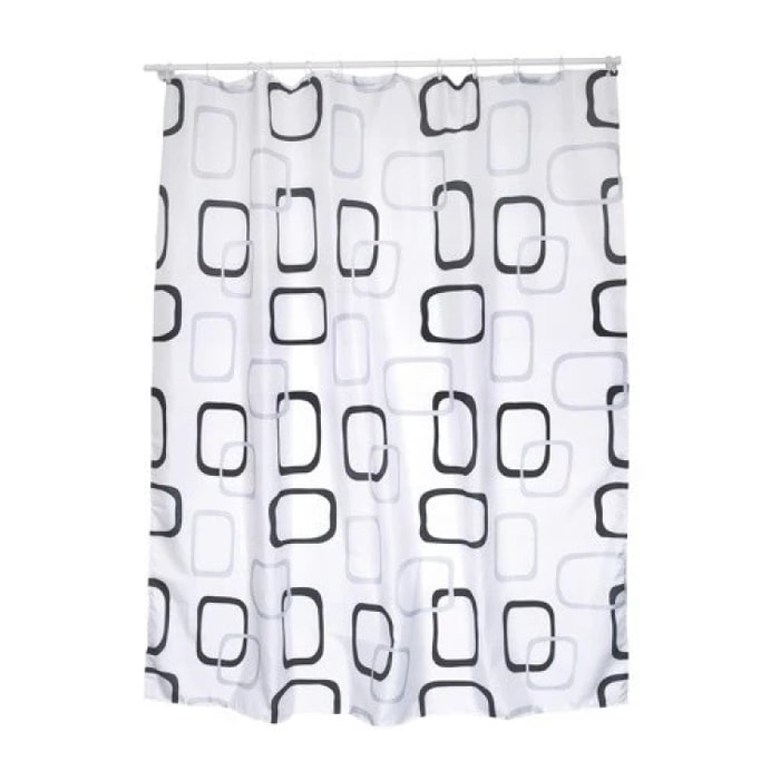 Rideau de douche Polyester 180x200cm Motifs Gris & Blanc - Anneaux inclus MSV
