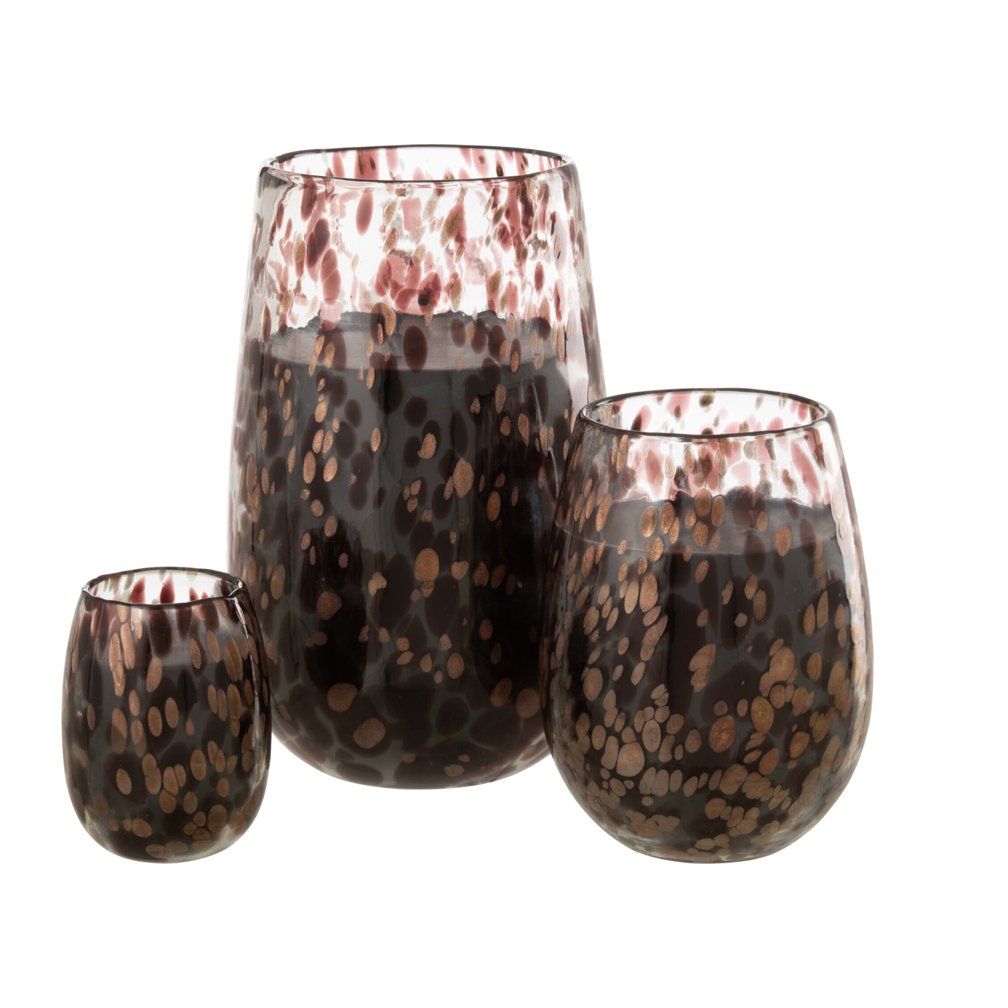 J-Line bougie parfumée Mia - Leather & Leaves - verre - noir/mix - large - 230H
