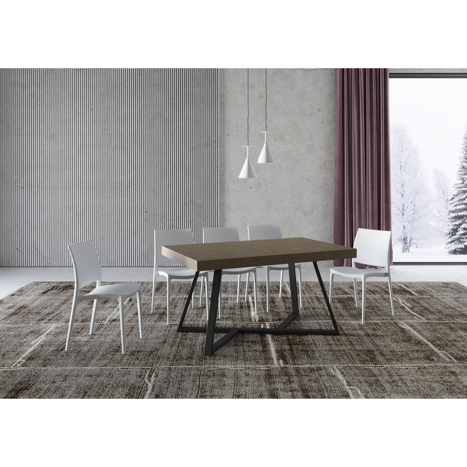 Tavolo allungabile 90x160/264 cm Booster tortora gambe antracite