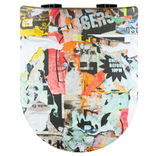 Abattant wood slim Dble descente assistée imprimé graffs - Cuivre