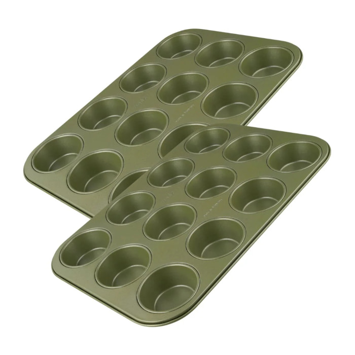 Ensemble de 2 Moules à muffins 12 empreintes 38 x 26 cm Zenker Green Vision