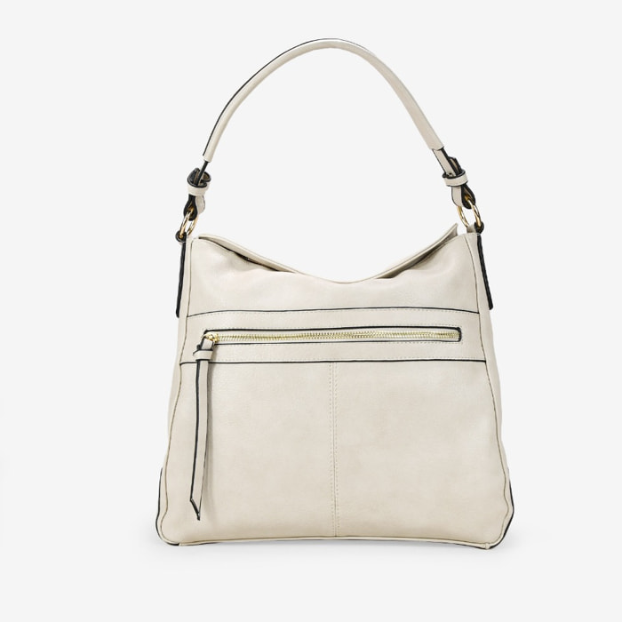 Bolso shopper gris con cremallera