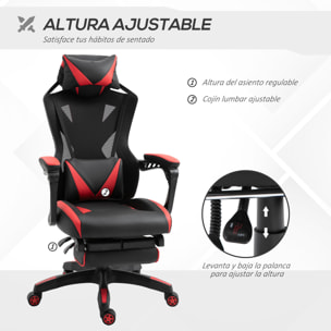 Silla Gaming para Oficina Respaldo Regulable Negro y Rojo