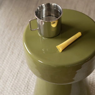 Table d'appoint ronde en métal vert kaki D30 cm - Athéna