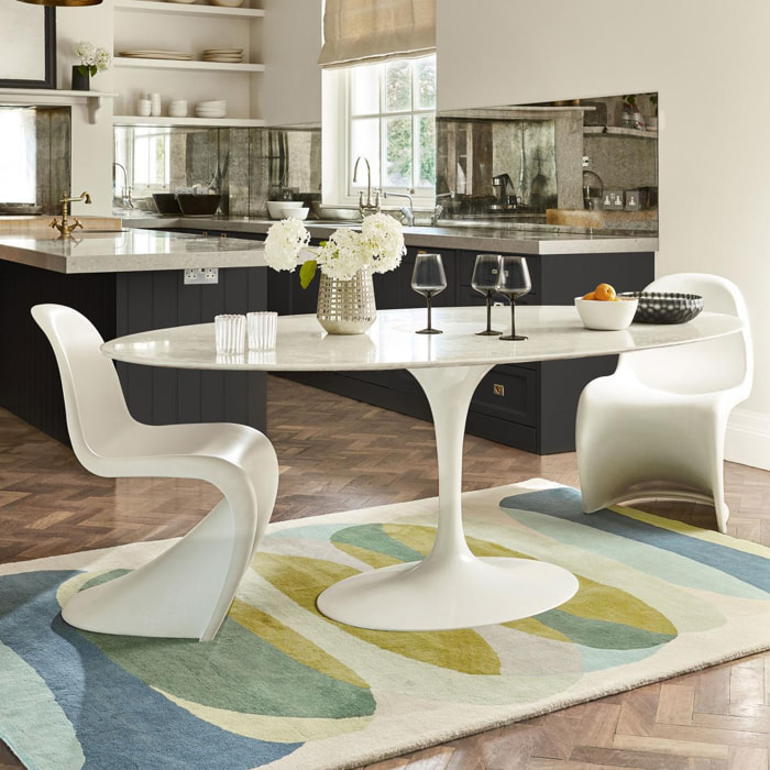 Tapis salon et chambre fait à la main en laine motif géométrique OLSO