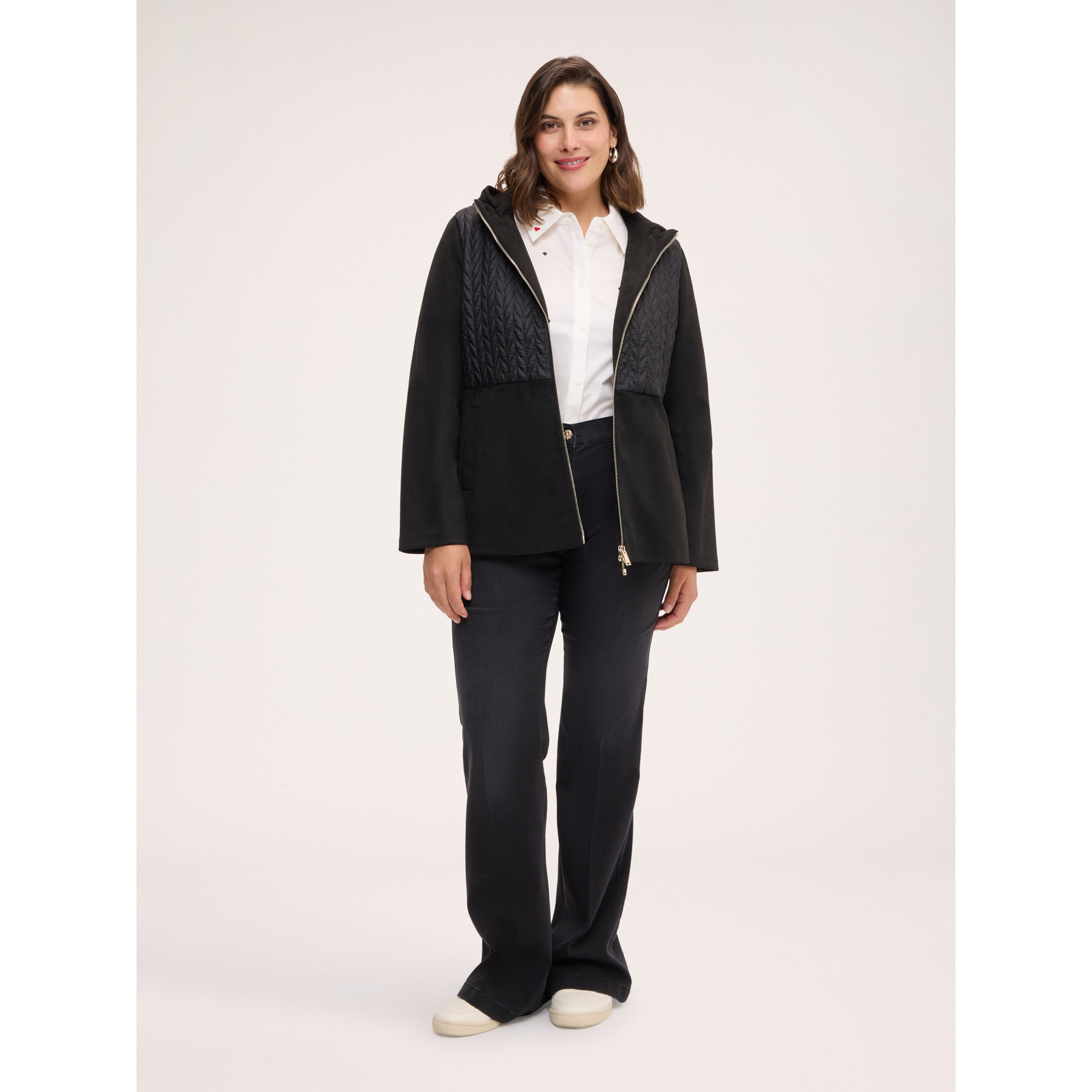 Fiorella Rubino - Chaqueta bimaterial soft touch - Negro