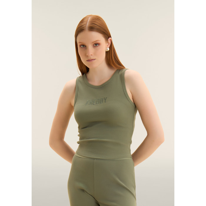 Canotta Cropped con logo FREDDY ricamato