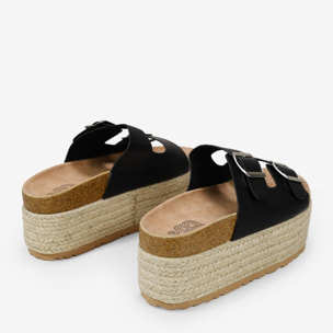 Sandalias con plataforma negras de esparto