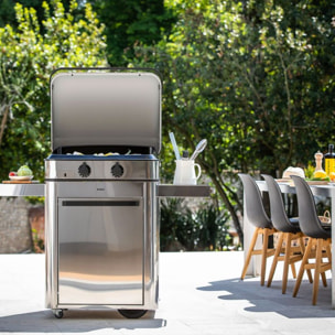 Plancha gaz ENO Enosign 65 inox 2 brûleurs sur chariot, 56x40 cm