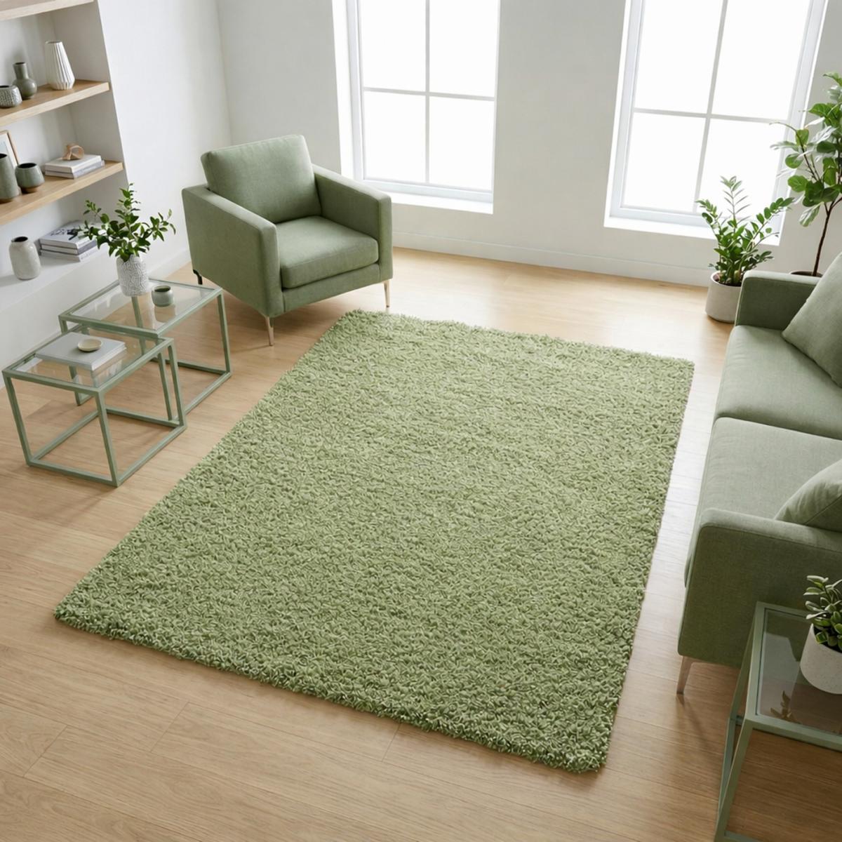 Tapis poils longs shaggy tissé motif uni ZASIVE