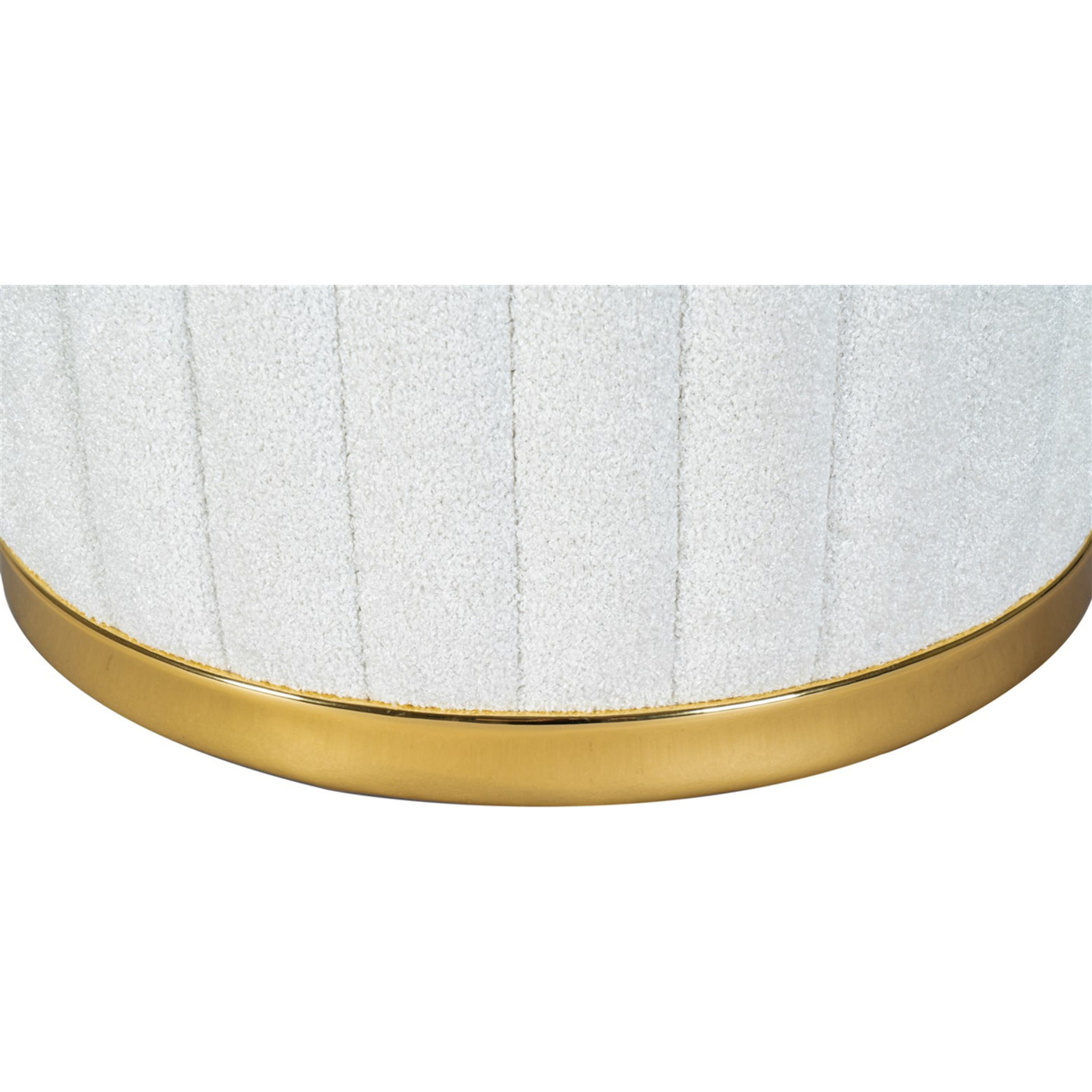 Pouf Doric bianco e oro in tessuto con base metallica