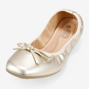 Bailarinas planas doradas con lazo
