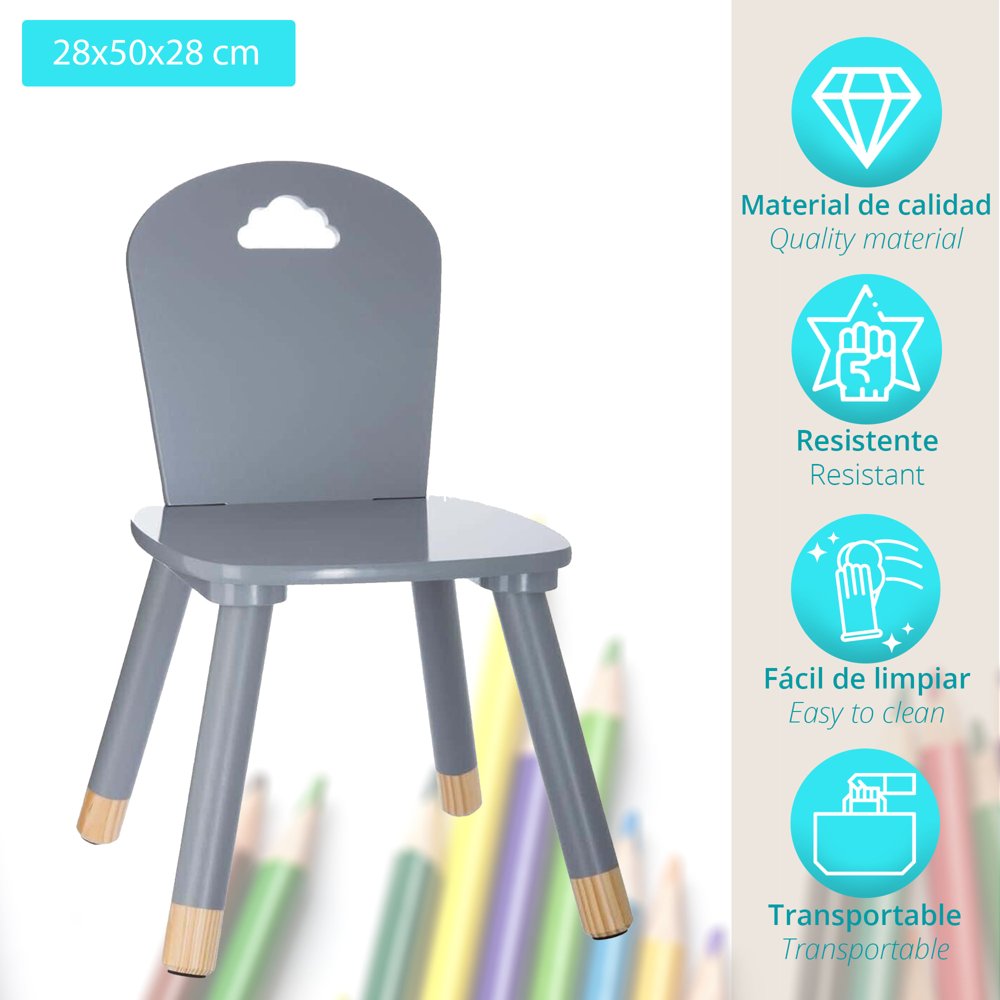 Silla para niños gris