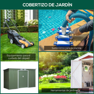 Cobertizo de Jardín 280x130x172 cm Base de 3,1 m² con 2 Puertas Correderas