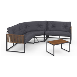 Salon de jardin d'angle Ozéa 6 places gris et cordage