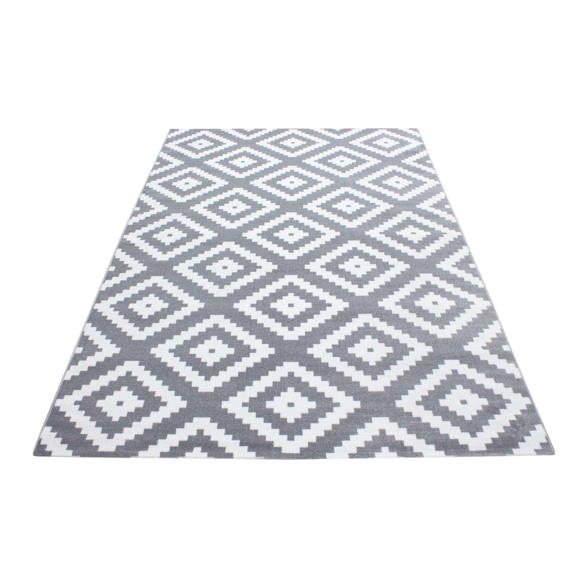 PLUS - Tapis à poils courts losange gris - PLU8005GRI