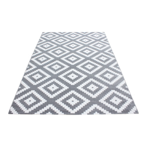 PLUS - Tapis à poils courts losange gris - PLU8005GRI