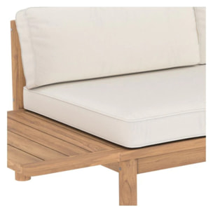 Canapé de jardin 2 places en bois de teck massif et tissu - Nadila