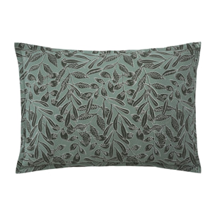 Taie d'oreiller imprimée en coton, GAÏA, Vert