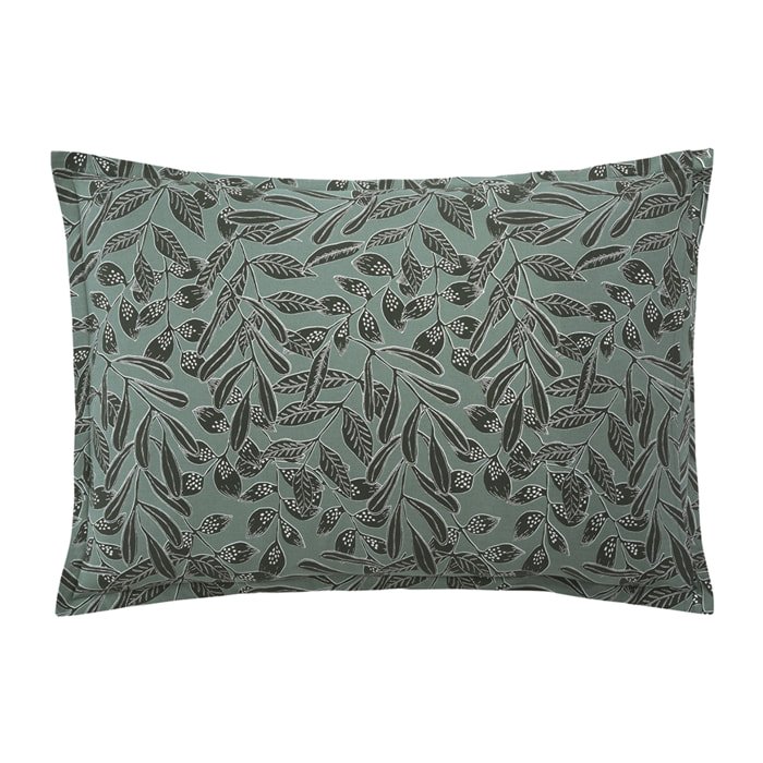 Taie d'oreiller imprimée en coton, GAÏA, Vert