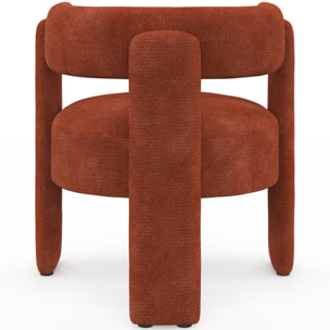 Fauteuil tripode Georges tissu chenille terracotta