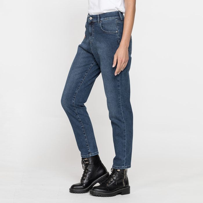 JEANS MOM CINQUE TASCHE IN DENIM STRETCH 12,2oz