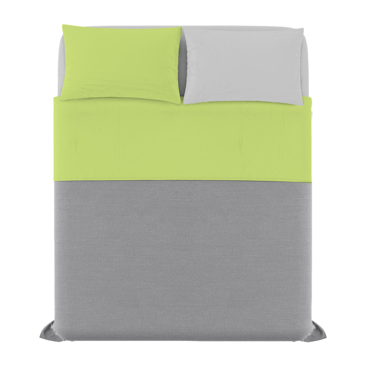 COMPLETO LETTO NATURAL COLOUR MADE IN ITALY COTONE-VERDE ACIDO/GRIGIO CHIARO MATRIMONIALE