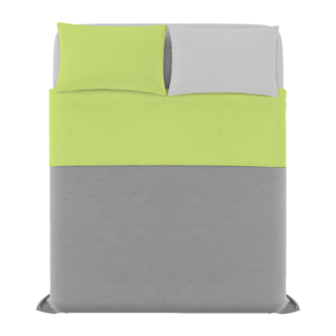 COMPLETO LETTO NATURAL COLOUR MADE IN ITALY COTONE-VERDE ACIDO/GRIGIO CHIARO MATRIMONIALE