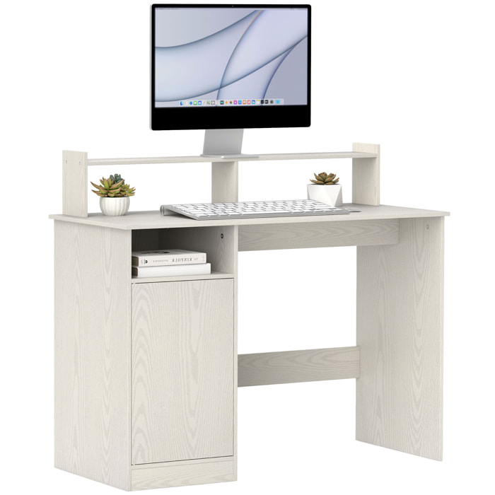 Escritorio con Estantería Moderno Escritorio con Puerta Compartimentos Abiertos y Soporte para Monitor Mesa para Estudio Dormitorio Hogar Oficina 108x50x94 cm Crema