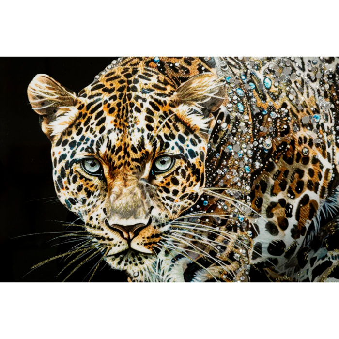 DIPINTO SU TELA LACCATO GIAGUARO C/CORNICE -B- CM 82X4X82