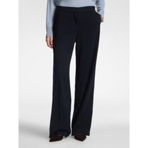 Elena Mirò - Pantaloni palazzo in crêpe misto cotone - Blu