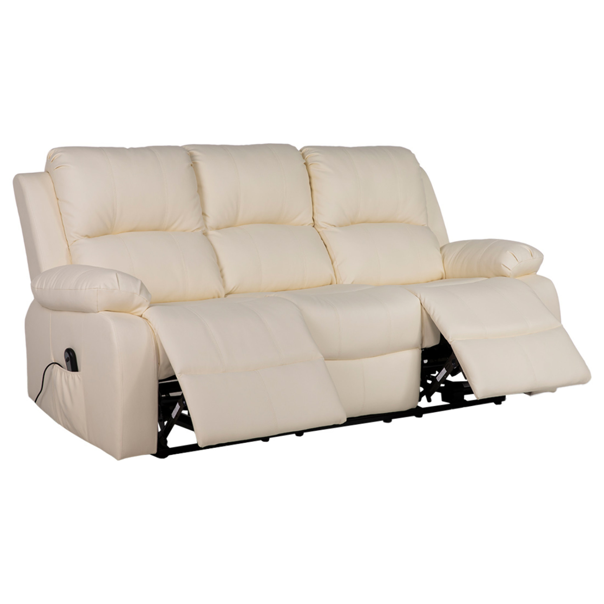 Armand - Canapé 3 places relax électrique en simili - Beige