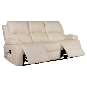 Armand - Canapé 3 places relax électrique en simili - Beige