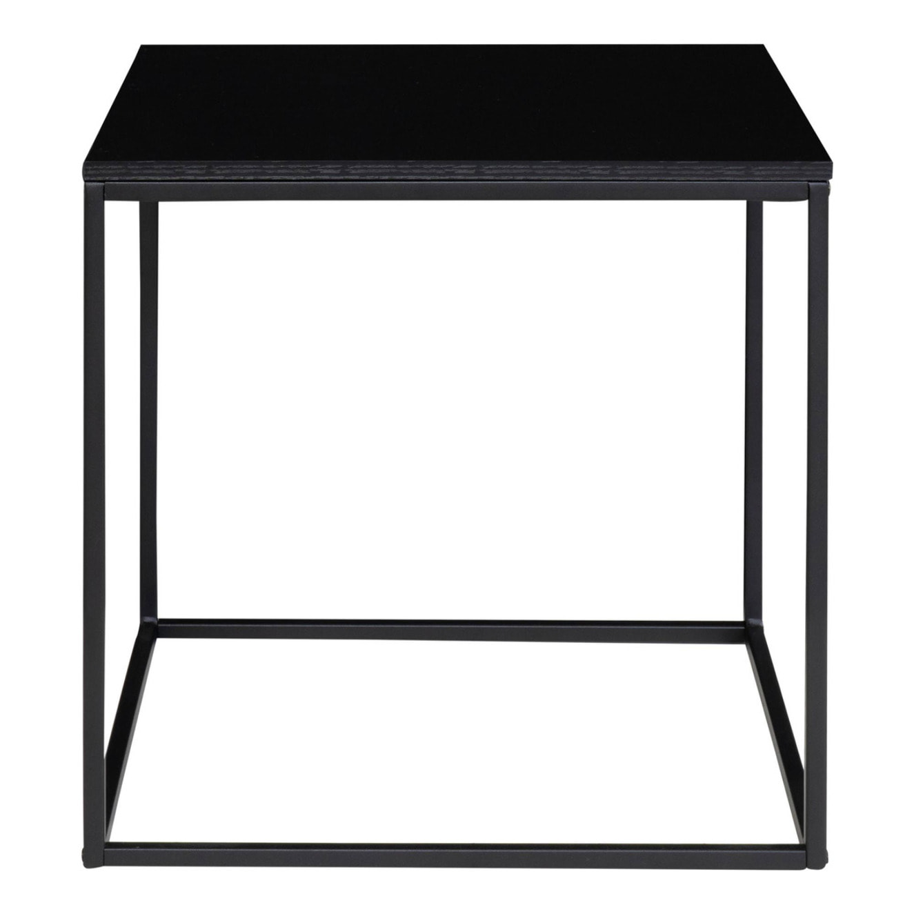 Tavolino d'appoggio Vita in nero con struttura in acciaio, 45×45×45 cm