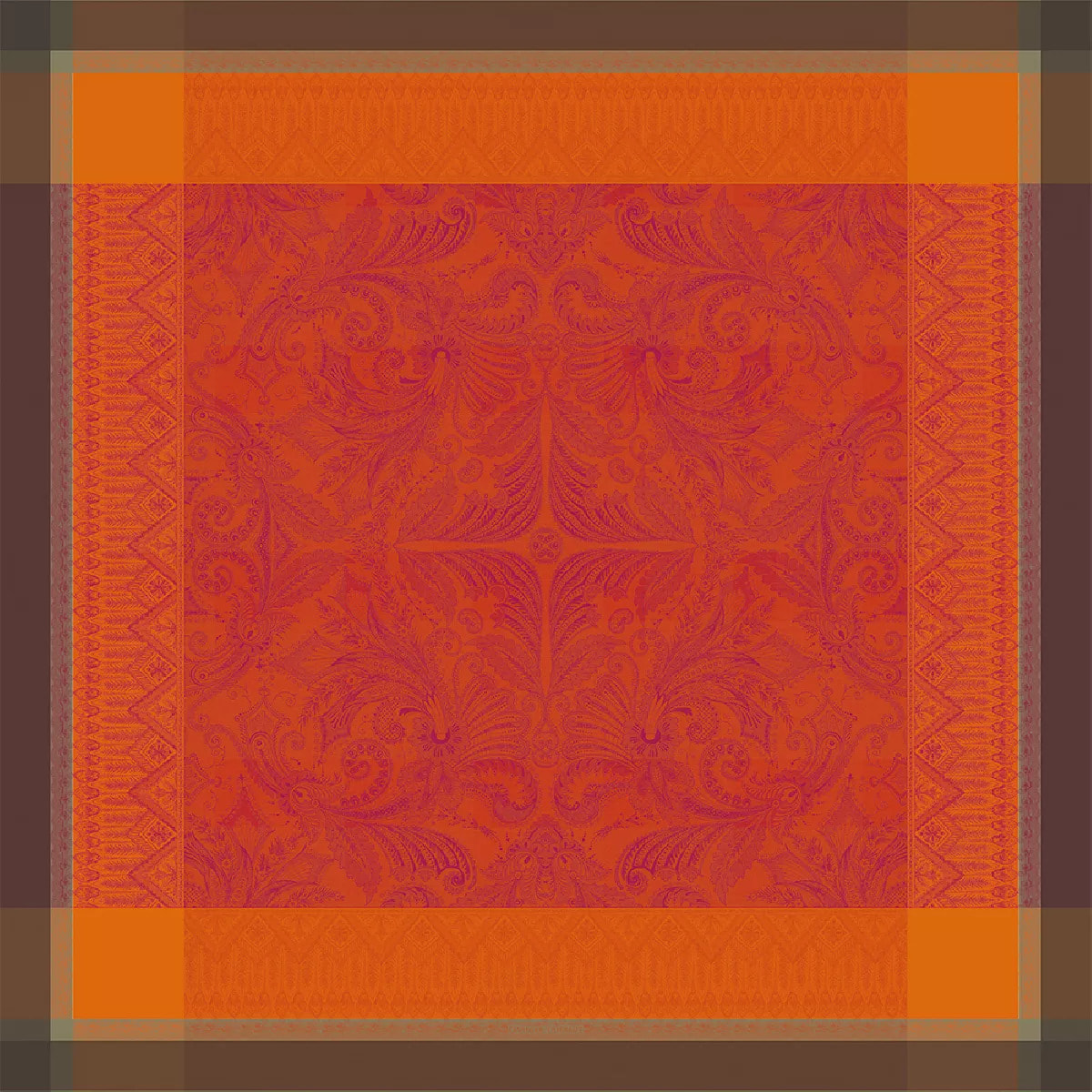 Nappe anti tache pur coton motif jacquard Grace flamboyant