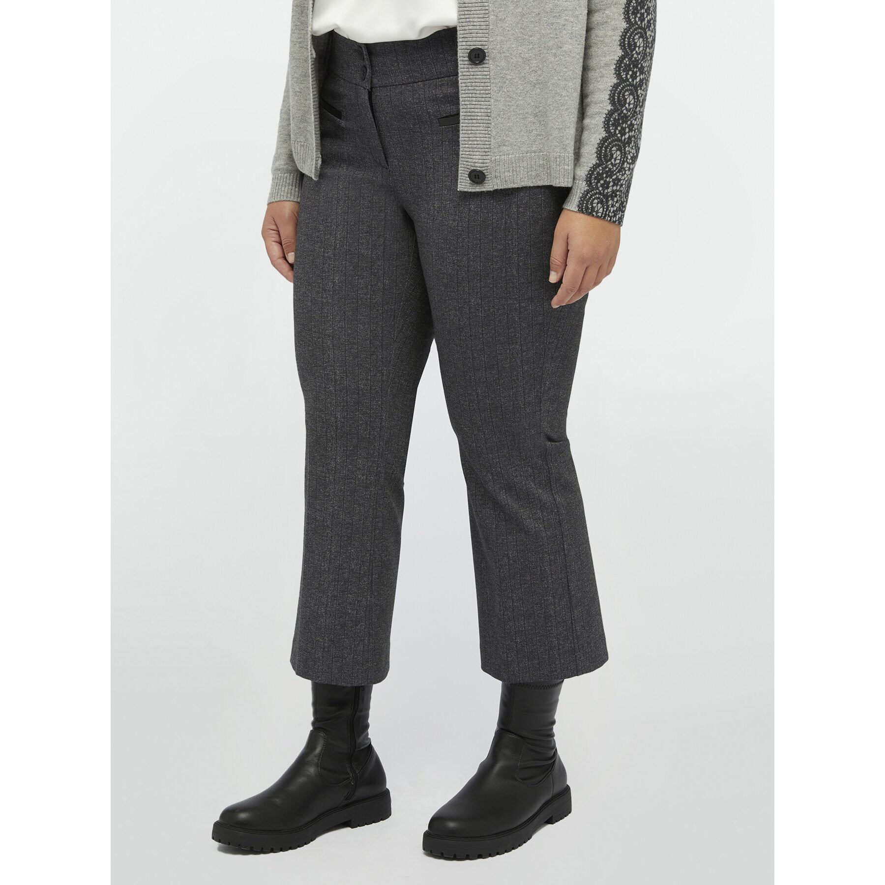 Fiorella Rubino - Pantaloni kick flare rigati - Grigio