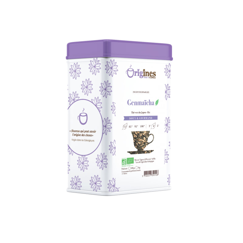 Genmaicha - Thé Vert Bio du Japon au riz grillé - Boîte Métal 100g