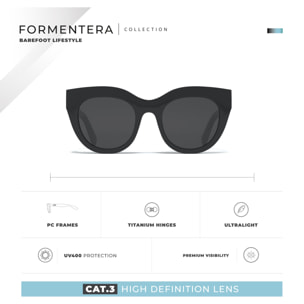 Gafas de Sol Formentera Negro Hanukeii para hombre y mujer