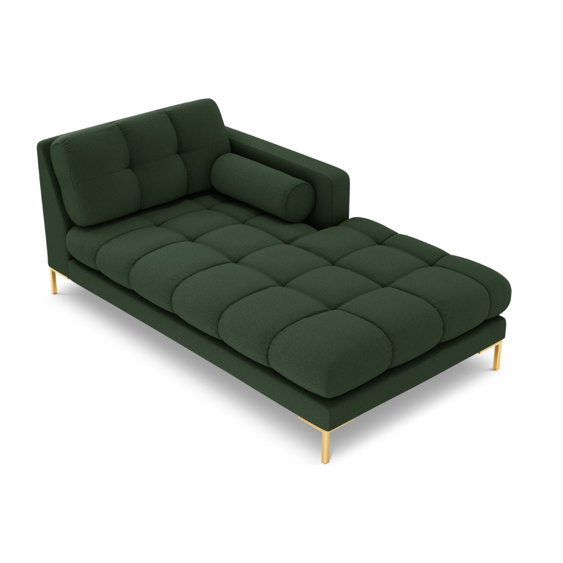 Méridienne droite "Bali" en tissu structurel vert foncé